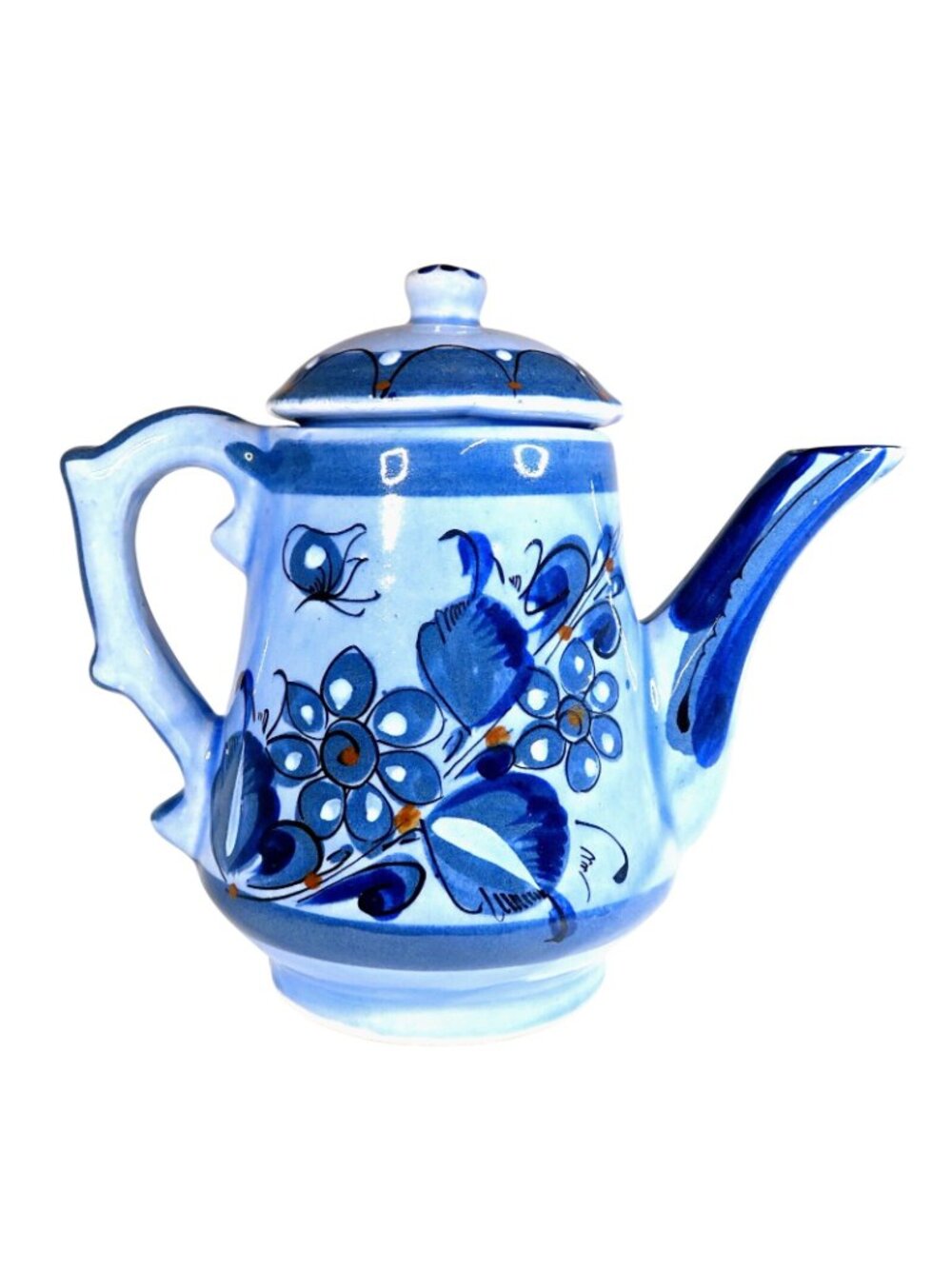Tonala Blue Bird & Butterfly Teapot with Lid Vintage Signed Mexican Pottery - Picture 3 of 9